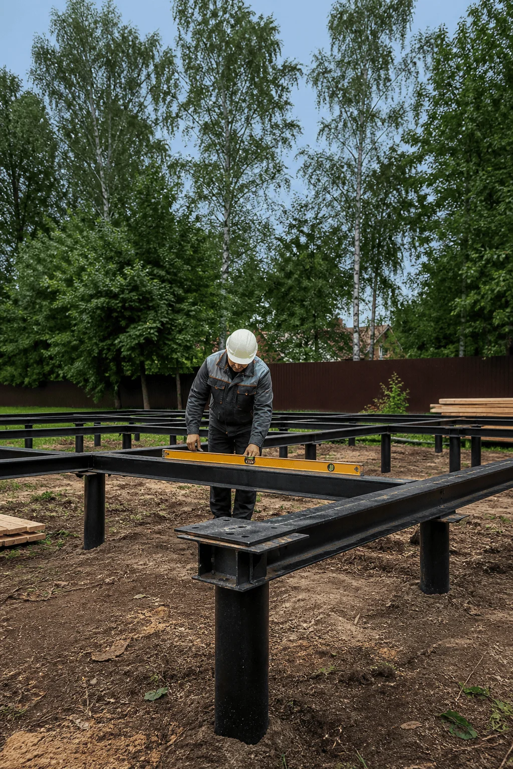 Проверка свайного фундамента перед сборкой дома